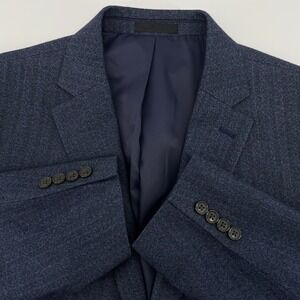 Chaps Men's 44R Navy Blue Herringbone Two Button Stretch Blazer Sport Coat